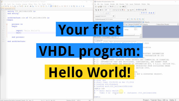 How to create your first VHDL program: Hello World!