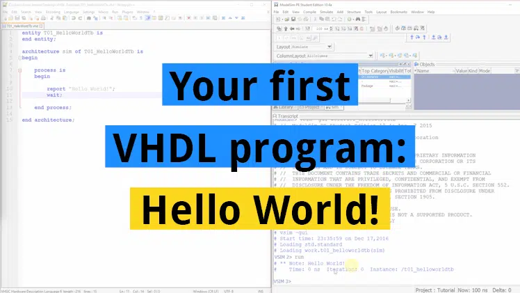 How to create your first VHDL program: Hello World!