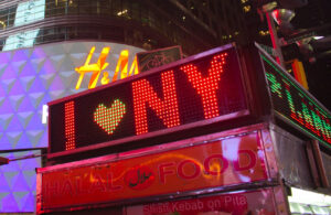 Dot matrix LED billboard at Times Square, New York