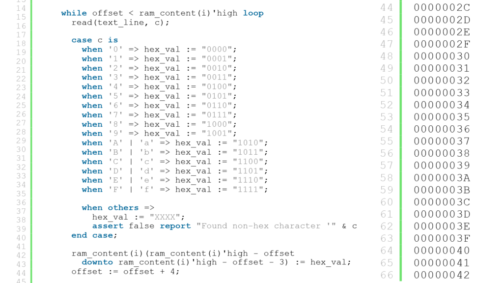 vhdl hex constant assignment