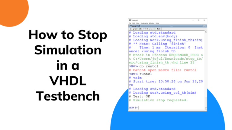 How to stop simulation in a VHDL testbench