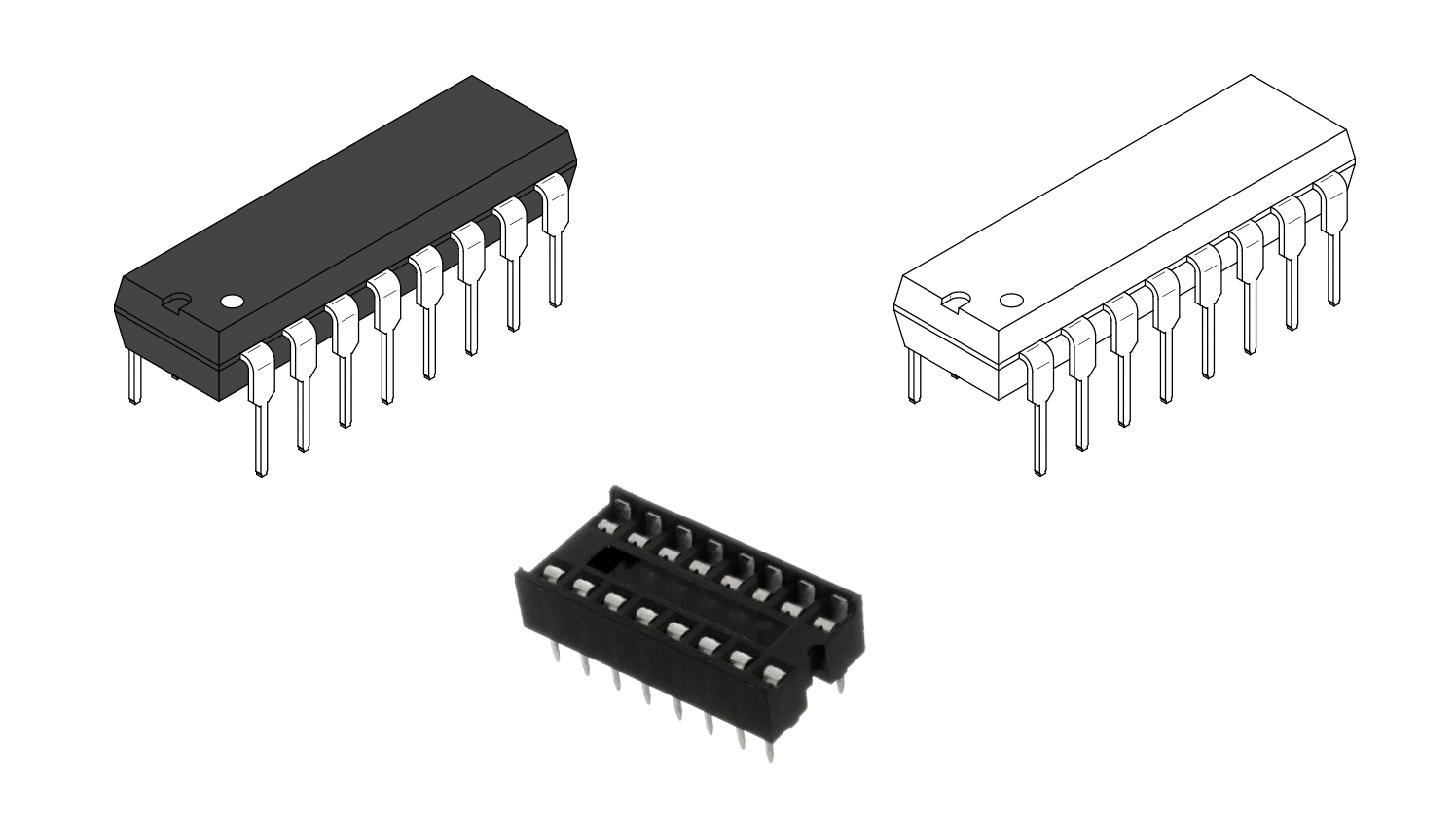 IC sockets illustrating VHDL configurations