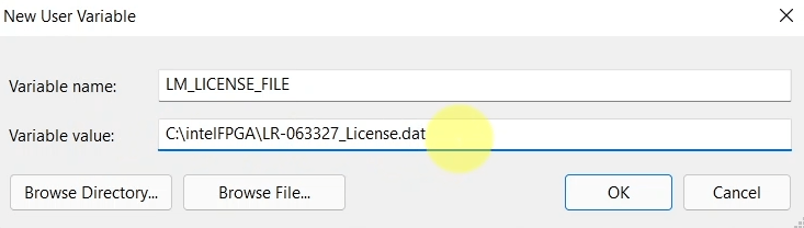 LM_LICENSE_FILE Windows envorinment variable