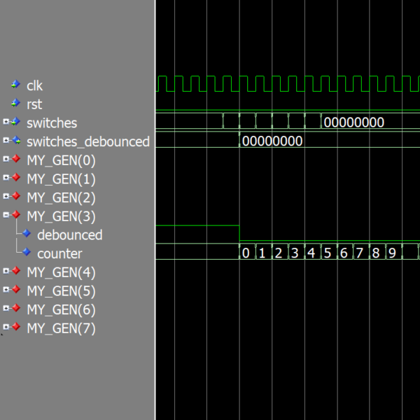 VHDL debouncer - single switch or multiple bits