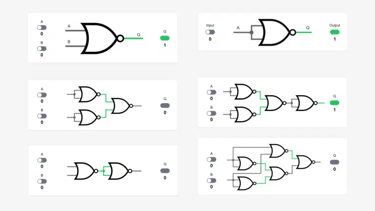 Interactive NOR logic gates interactive demo
